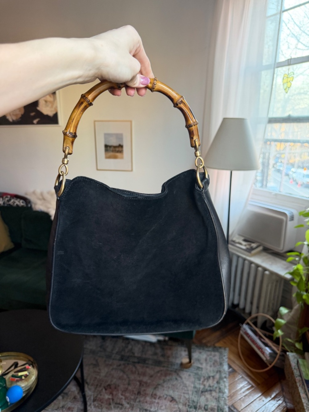 Gucci Leather and Suede Black Bag with Bamboo Handle - Picture 11 of 11